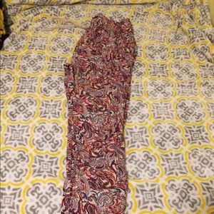 Red, white and blue pattern joggers.